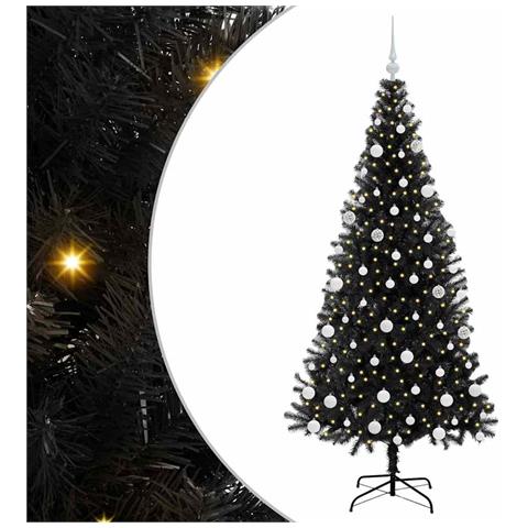 Albero di Natale con 300 LED con supporto Nero 180 cm PVC - Foto 1