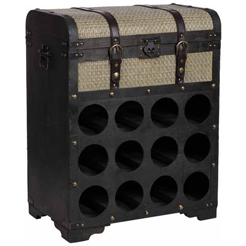 Baule Portabottiglie In Legno Marrone 45x28x59h Cm - Foto 1