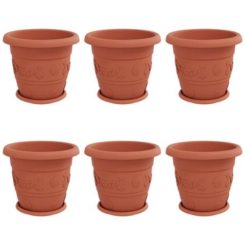 Vasi per Piante 6 pcs Rosso Mattone Ø 26 x 21.5 cm Plastica - Foto 1