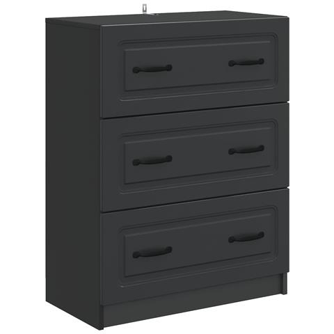 Mobile con Cassetti Nero 66 x 34,5 x 87 cm Legno ingegnerizzato - Foto 1
