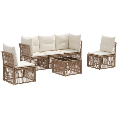 Set Divano da Giardino 6 pcs Beige polyrattan - Foto 1