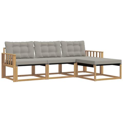 Set di divani da esterno 4 pcs Bianco e Grigio Chiaro - Foto 1
