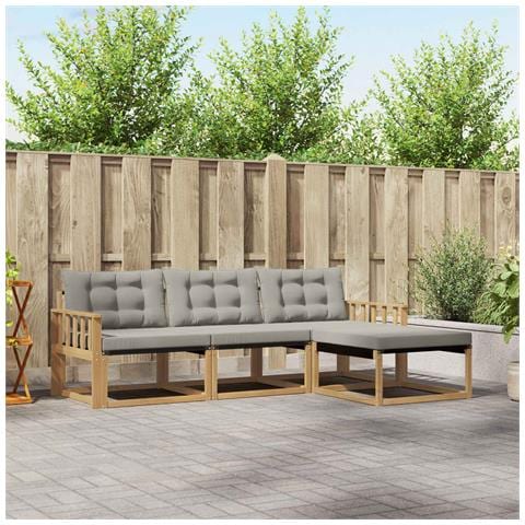 Set di divani da esterno 4 pcs Bianco e Grigio Chiaro - Foto 2