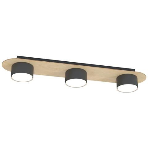 Lampada A Sospensione Diaz In Acciaio Nero Opaco E Legno - Foto 1