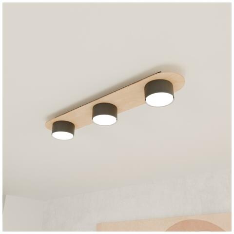 Lampada A Sospensione Diaz In Acciaio Nero Opaco E Legno - Foto 2