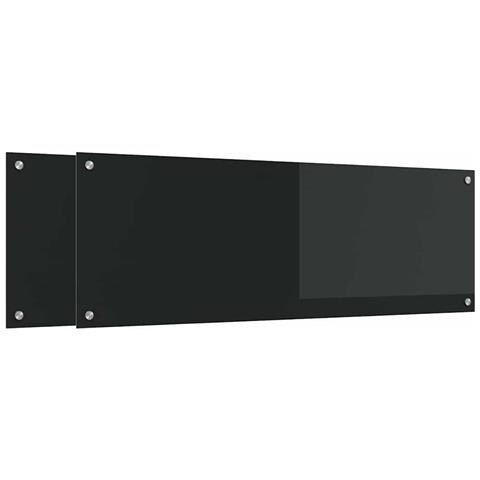 Schienale da cucina 2 pcs Nero 120 x 40 cm vetro temperato - Foto 1