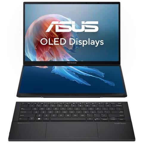 Zenbook Duo UX8406CA-QL331W Intel Core Ultra 9 285H Ibrido (2 in 1) 35,6 cm (14") Touch screen WUXGA 32 GB LPDDR5x-SDRAM 1 TB SSD Wi-Fi 7 (802.11be) Windows 11 Home Tedesco Grigio - Foto 1