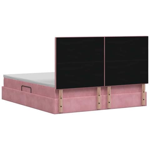 Letto con contenitore e materasso Rosa 160 x 200 cm Velluto - Foto 9