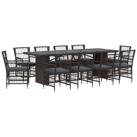 Set da pranzo per esterni 11 pz Nero polyrattan - Foto 1