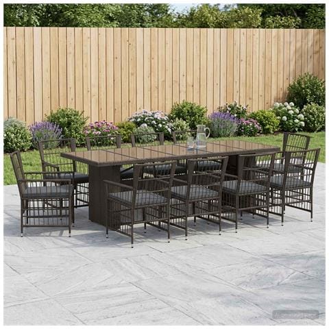 Set da pranzo per esterni 11 pz Nero polyrattan - Foto 8