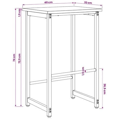 Sgabello da bar Legno antico 40 x 32 x 74 cm - Foto 6