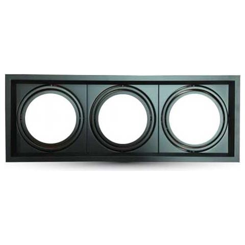 Porta Faretti Led Ar111 Tre Posti Incasso Quadrato Orientabile 90° Su Due Assi Nero Vt-7223 3583 - Foto 2