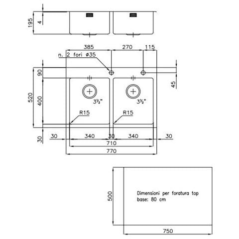 Lavello Ke R15 2v 34x40 Q4 2279 050 Foster - Foto 3