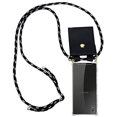 Catena Di Telefoni Cellulari Compatibile Con Sony Xperia Xa1 In Nero Argento - Coperchio Protettivo In Silicone Con Anelli D'oro, Cinturino In Corda E Custodia Staccabile - Foto 1