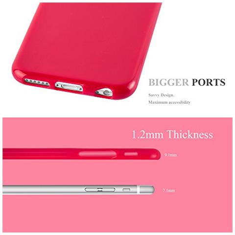 Custodia Compatibile Con Apple Iphone 6 / Iphone 6s In Jelly Rosso - Coperchio Protettivo In Silicone Tpu Flessibile - Foto 2