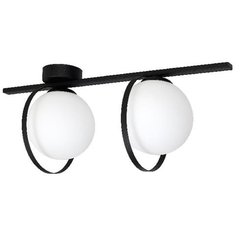 Lampada A Parete Boote - Applique - Nero In Metallo, Vetro, 19 X 21 X 53 Cm, 2 X E14, Max 40w - Foto 1