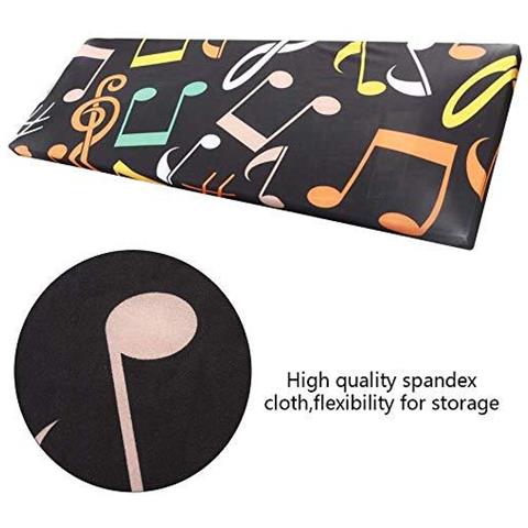 Elettronico Della Tastiera Di Piano Di Copertura Copertura Elastico Spandex Antipolvere Con Regolabile Chiusura Cavo Elastico Per Tastiera Elettronica Musica Simbolo Della Stampante Su Nero Vestito Per 6188 Keys - Foto 4