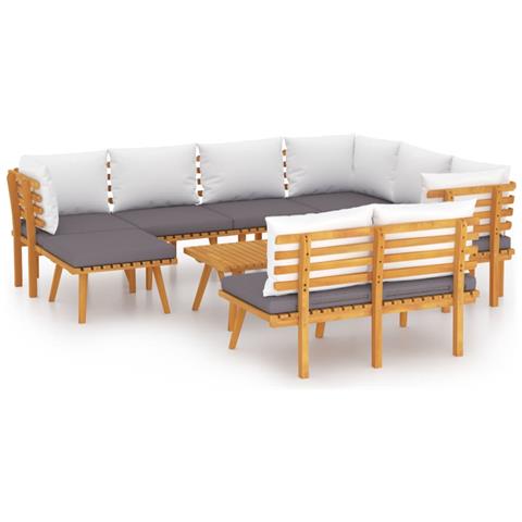 Set Divani Da Giardino 9 Pz Con Cuscini In Massello Di Acacia - Foto 1