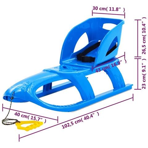 Slittino Con Seduta Blu 102,5x40x23 Cm In Polipropilene - Foto 2
