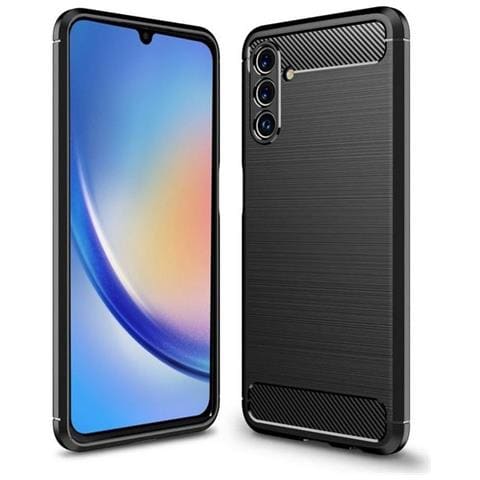 Custodia B-case Tpu Silicone Cover Case Per Samsung Galaxy A34 5g A346 Carbon Metal Black - Foto 1