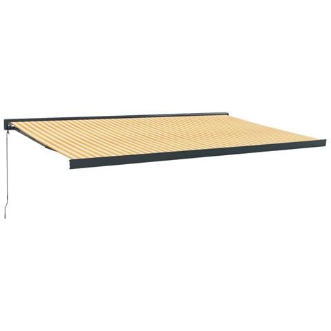 Tenda Sole Retrattile Gialla E Bianca 5x3 M Tessuto E Alluminio - Foto 1