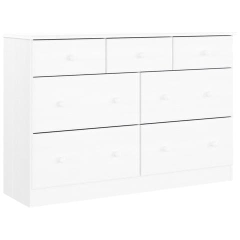 Cassettiera Alta Bianca 112x35x73 Cm In Legno Massello Di Pino - Foto 1