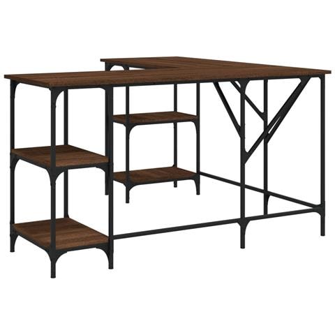 Scrivania Rovere Marrone 139x139x75 Cm In Legno Multistrato - Foto 2