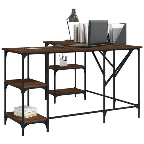 Scrivania Rovere Marrone 139x139x75 Cm In Legno Multistrato - Foto 3