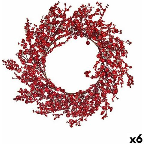 Ghirlanda Di Natale Rosso Plastica 48 X 10 X 48 Cm (6 Unità) - Foto 1