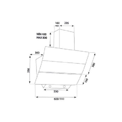 Cappa a Parete Turbine Aspirante 90 cm Colore Nero - Foto 3