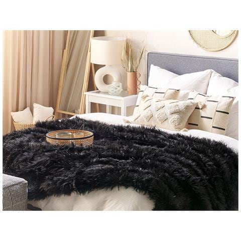 Coperta Pelliccia Sintetica Nero 150 X 200 Cm Delice - Foto 1