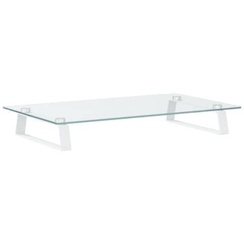 Supporto Per Monitor Bianco 60x35x8cm Vetro Temperato E Metallo - Foto 2