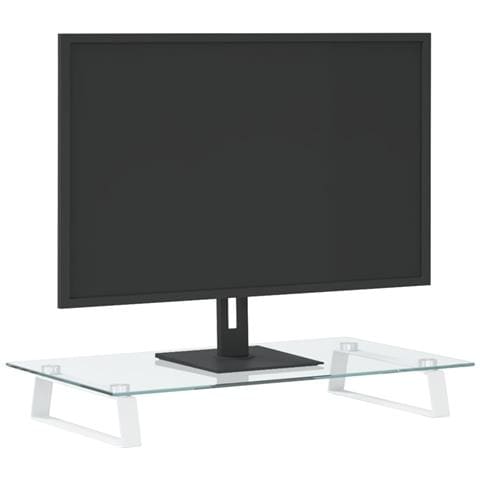 Supporto Per Monitor Bianco 60x35x8cm Vetro Temperato E Metallo - Foto 3