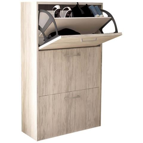 Scarpiera Da Interno A 3 Ante A Doppio Scomparto In Legno Ilenia - Antiquewhite - Foto 1