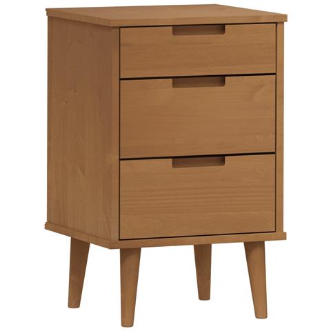 Comodino Marrone Molde 40x35x65 Cm In Legno Massello Di Pino - Foto 2