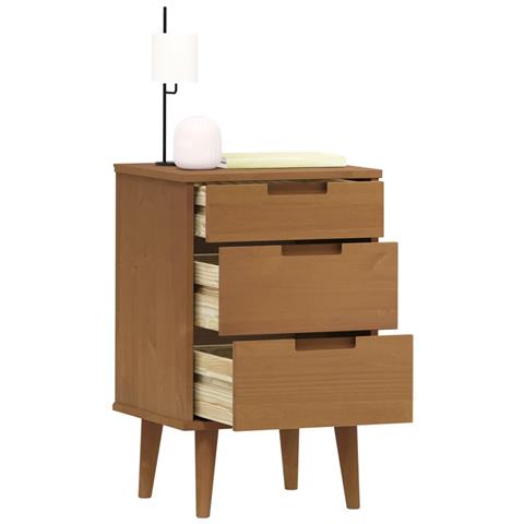 Comodino Marrone Molde 40x35x65 Cm In Legno Massello Di Pino - Foto 3