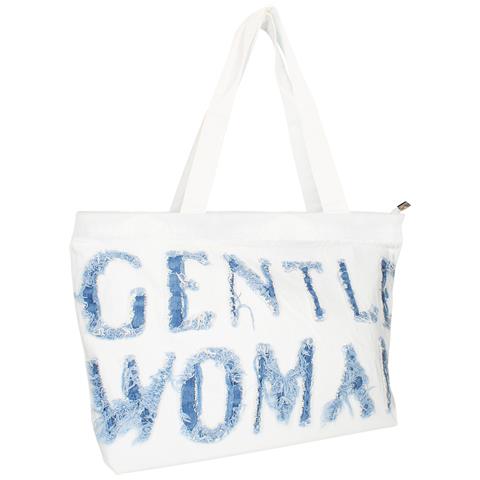 Borsa Tote Bag Gentle Woman In Jeans, Bianco - Foto 1