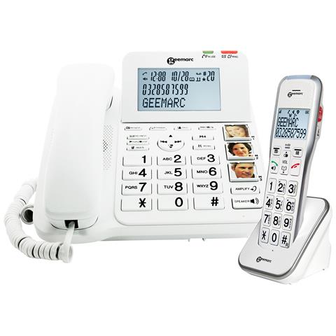 Telefono Senior E Cordless Aggiuntivo Amplidect Combi 595 Tasti Foto, Bianco - Foto 1