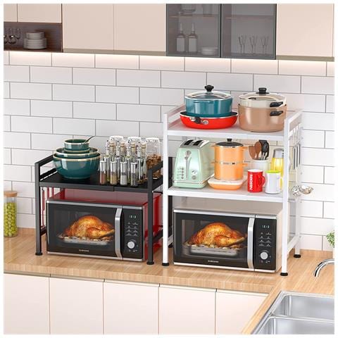 Scaffale Porta Microonde Allungabile Mensola Da Cucina Estensibile Salvaspazio - Foto 4