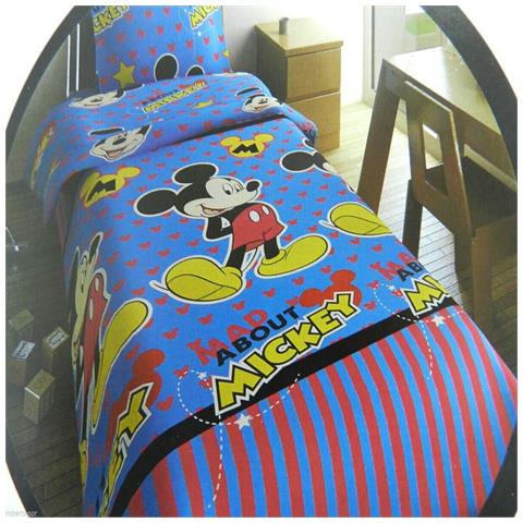 Set Completo Letto Singolo 3 Pezzi Coprimaterasso Federa Lenzuola Topolino - Foto 1