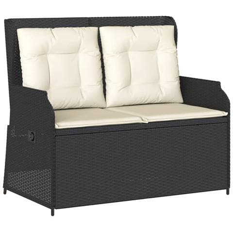 Panca Reclinabile Da Giardino Con Cuscini Nera In Polyrattan - Foto 2