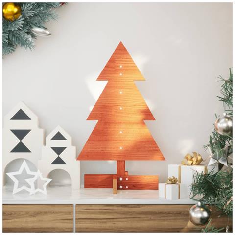 Albero Di Natale Marrone Cera 60 Cm In Legno Massello Di Pino - Foto 1