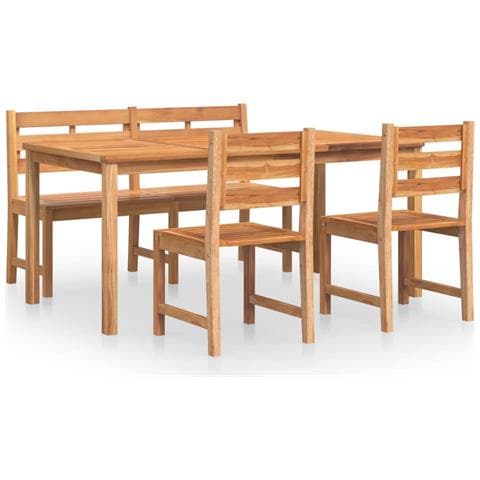 Set da Pranzo per Giardino 4 pz in Legno Massello di Teak - Foto 1