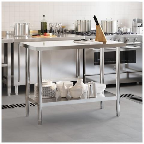Tavolo Da Lavoro Da Cucina 110x55x85 Cm In Acciaio Inossidabile - Foto 3