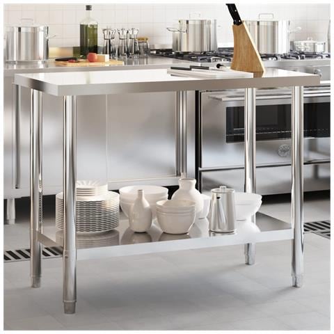 Tavolo Da Lavoro Da Cucina 110x55x85 Cm In Acciaio Inossidabile - Foto 1