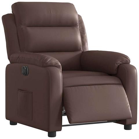 Poltrona Reclinabile Elettrica Marrone In Similpelle - Foto 3