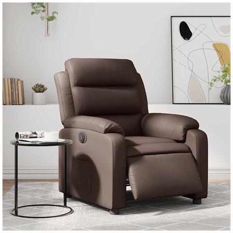 Poltrona Reclinabile Elettrica Marrone In Similpelle - Foto 1