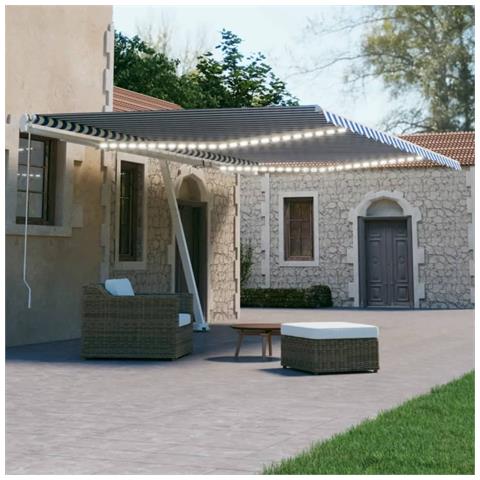 Tenda Automatica Con Sensore Vento E Led 500x300 Cm Blu Bianca - Foto 8