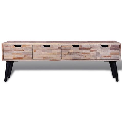 Consolle Tv Con 4 Cassetti In Legno Di Recupero Di Teak - Foto 1
