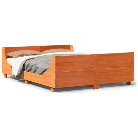 Lusso Casadino -  Letto Senza Materasso Marrone Cera 120x200 Cm In Legno Di Pino - Foto 1